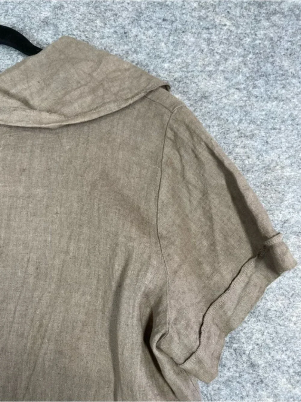 Italian Linen Tunic Dress Taupe Asymmetrical Boho Lagenlook Minimalist Vacation